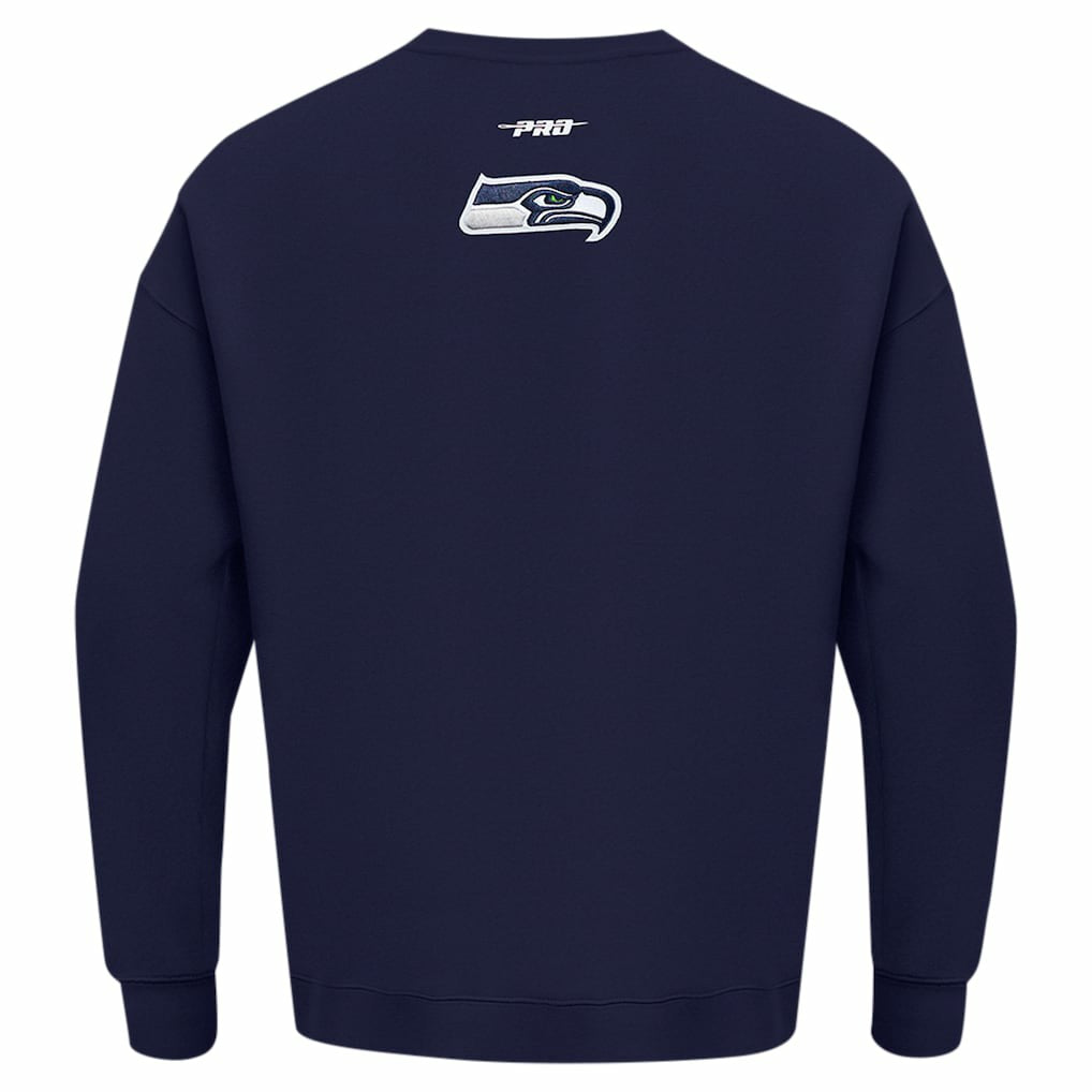Seattle Seahawks Pro Standard Turn It Up Drop Shoulder Pullover Sweatshirt - College Navy online