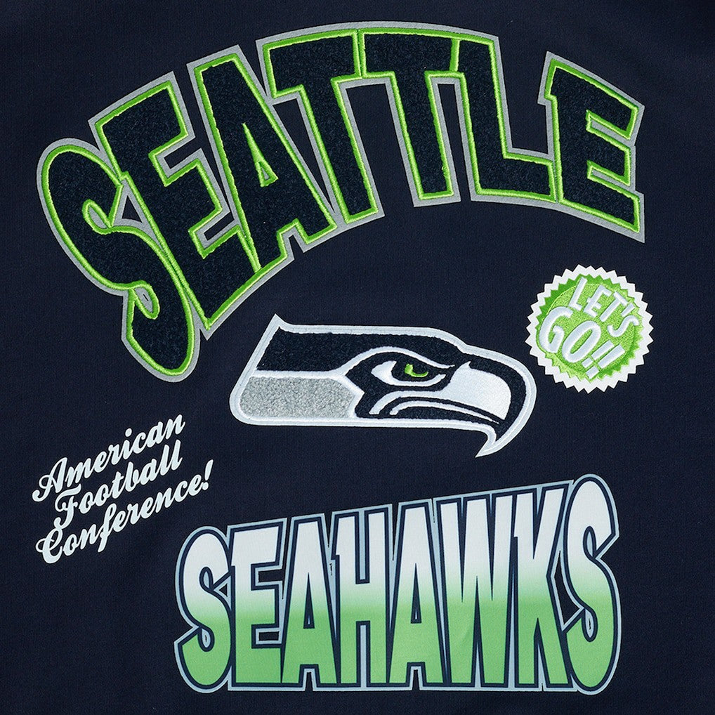 Seattle Seahawks Pro Standard Turn It Up Drop Shoulder Pullover Sweatshirt - College Navy online