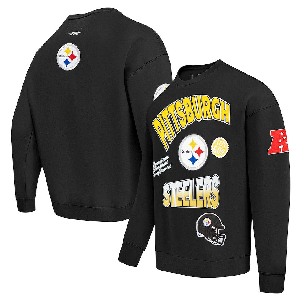 Pittsburgh Steelers Pro Standard Turn It Up Drop Shoulder Pullover Sweatshirt - Black on sale