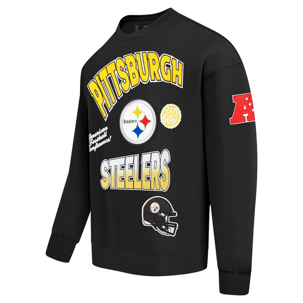 Pittsburgh Steelers Pro Standard Turn It Up Drop Shoulder Pullover Sweatshirt - Black on sale