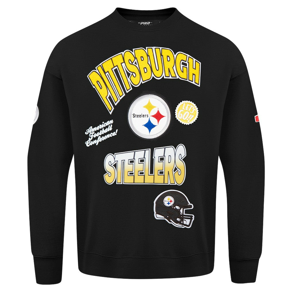 Pittsburgh Steelers Pro Standard Turn It Up Drop Shoulder Pullover Sweatshirt - Black on sale