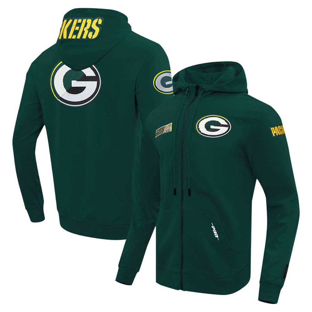 Green Bay Packers Pro Standard Split Logo Double Knit Full-Zip Hoodie - Green sale