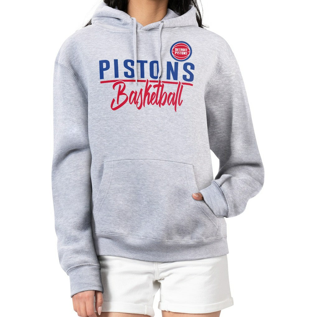 Detroit Pistons G-III 4Her by Carl Banks Women's Graphics Fleece Pullover Hoodie sale - Heather Gray outlet