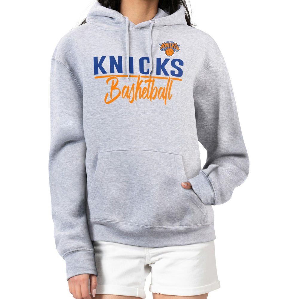 New York Knicks G-III 4Her by Carl Banks Women's Graphics Fleece Pullover Hoodie - Heather Gray sale