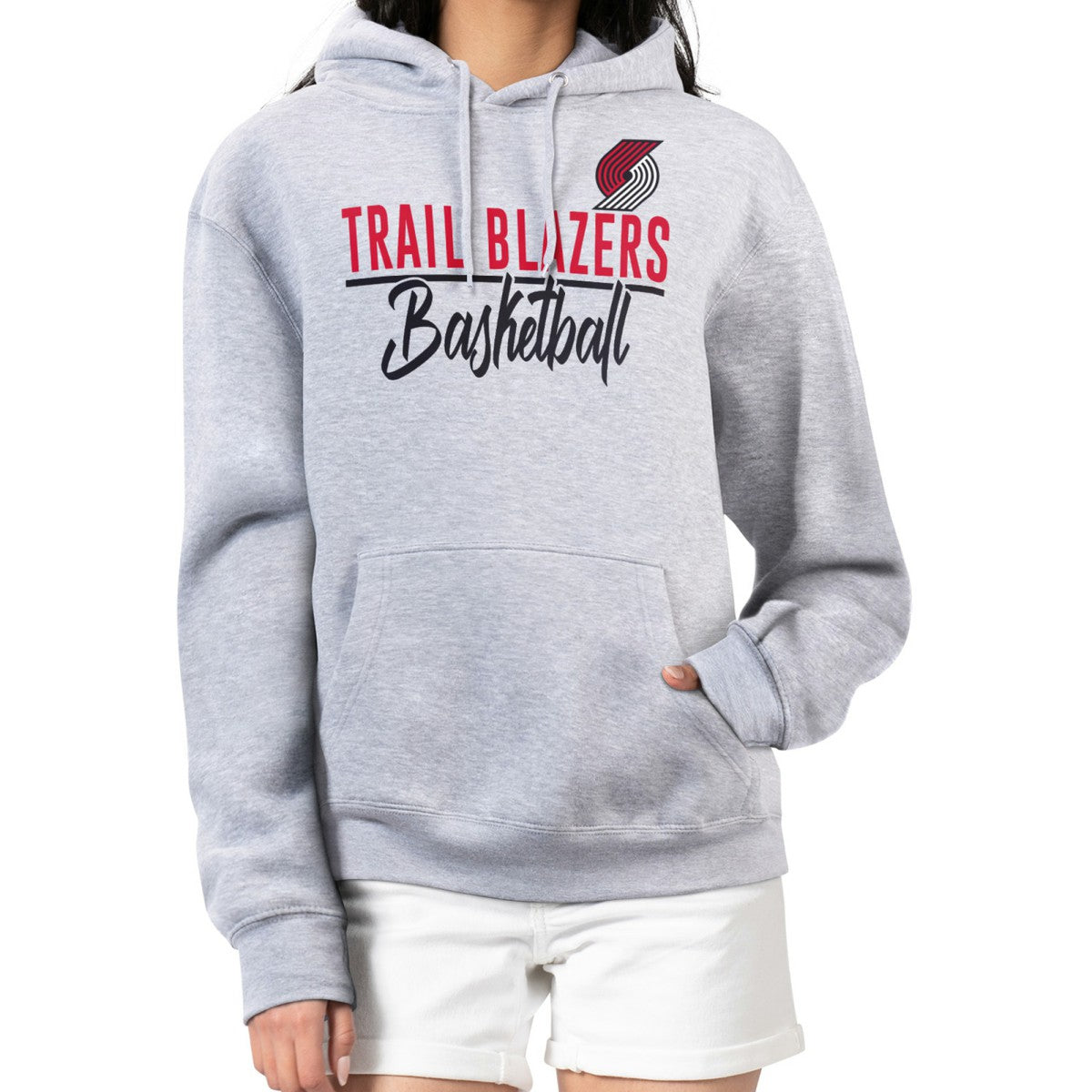 Portland Trail Blazers G-III 4Her by Carl Banks Women's Graphics Fleece Pullover Hoodie - Heather Gray discount