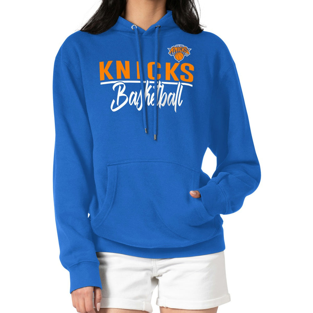 New York Knicks G-III 4Her by Carl Banks Women's Graphics Fleece Pullover Hoodie - Blue on sale