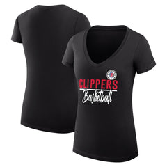LA Clippers G-III 4Her by Carl Banks Women's Super-Slim Fit Lightweight Team Sport V-Neck T-Shirt - Black discount