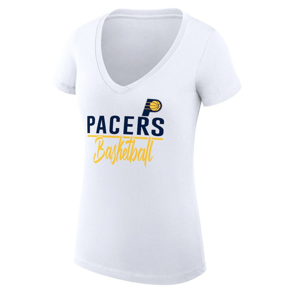 Indiana Pacers G-III 4Her by Carl Banks Women's Super-Slim Fit Lightweight Team Sport V-Neck T-Shirt - White on sale