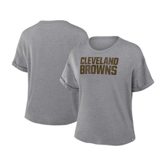 Cleveland Browns Women's Swing Pass Tri-Blend Boxy T-Shirt - Heather Gray sale