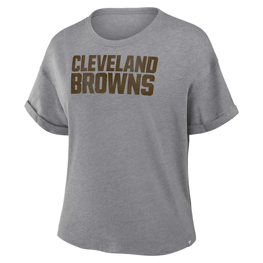 Cleveland Browns Women's Swing Pass Tri-Blend Boxy T-Shirt - Heather Gray sale