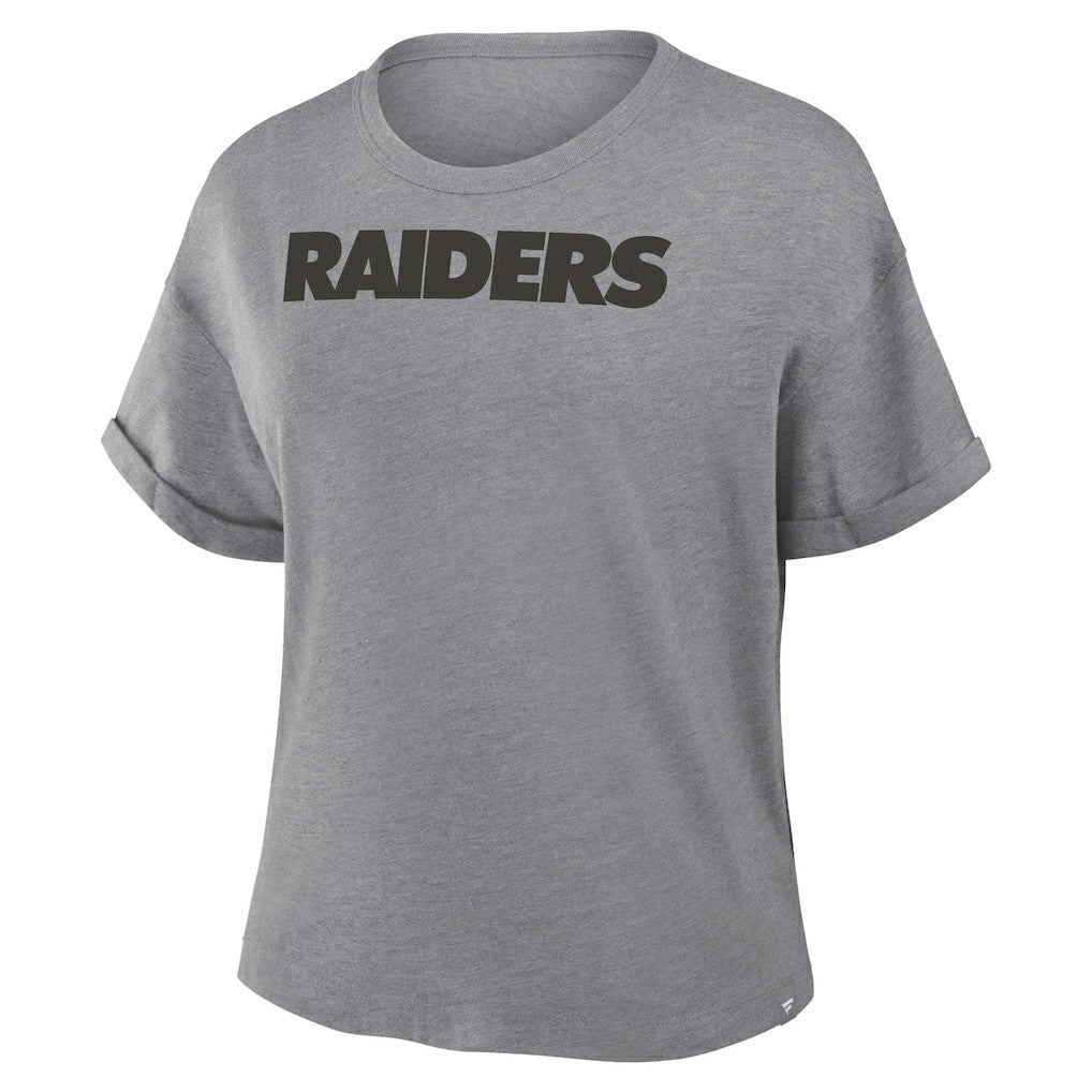 Las Vegas Raiders Women's Swing Pass Tri-Blend Boxy T-Shirt - Heather Gray discount