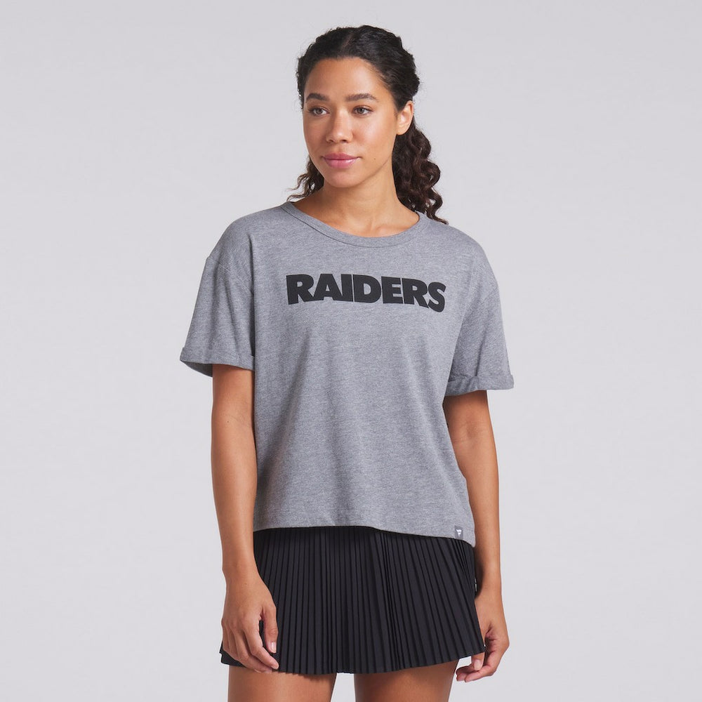Las Vegas Raiders Women's Swing Pass Tri-Blend Boxy T-Shirt - Heather Gray discount