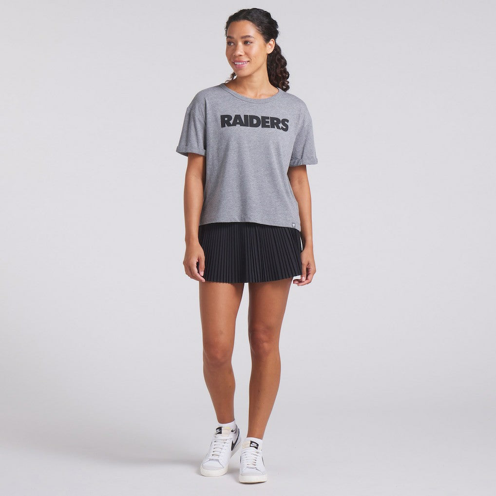 Las Vegas Raiders Women's Swing Pass Tri-Blend Boxy T-Shirt - Heather Gray discount