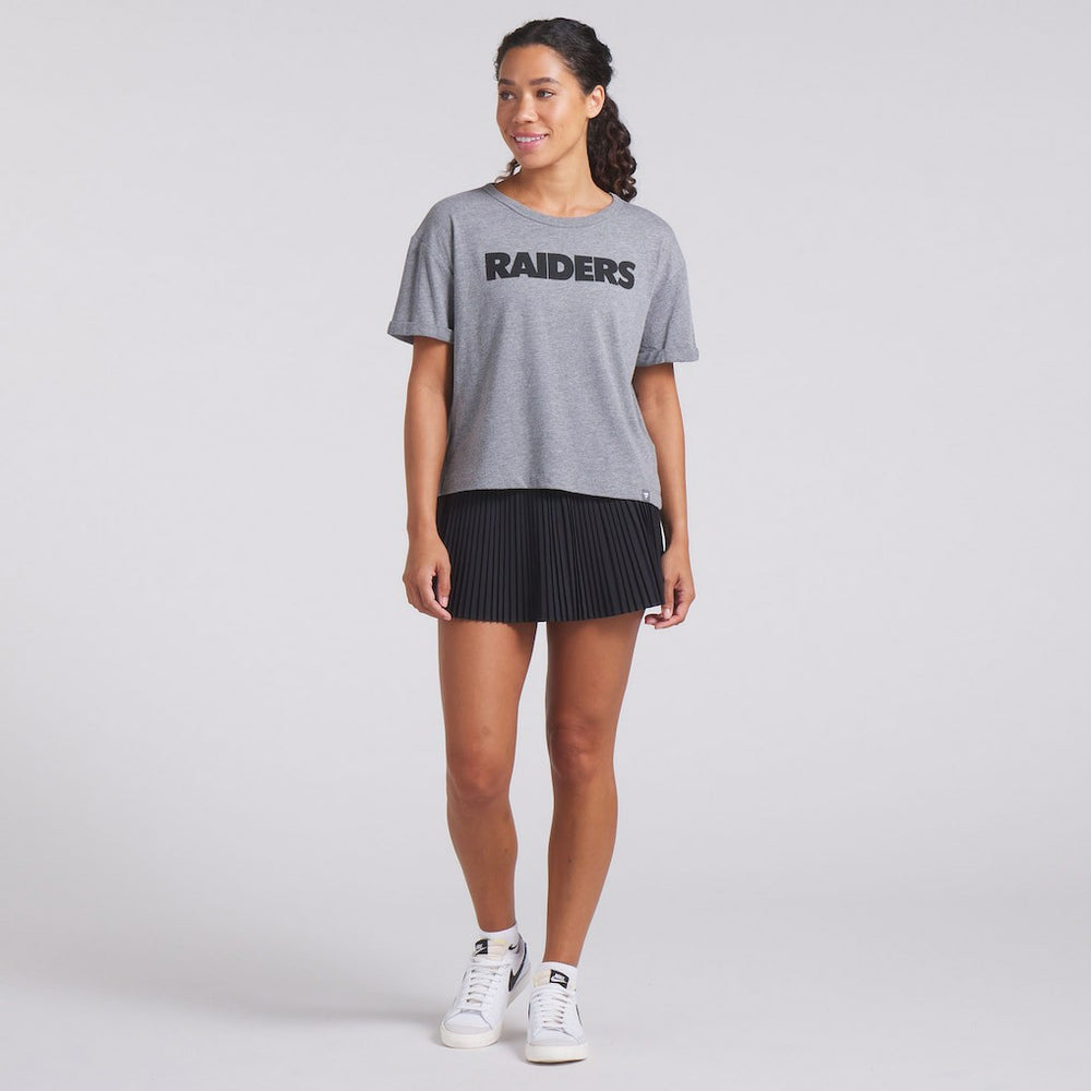 Las Vegas Raiders Women's Swing Pass Tri-Blend Boxy T-Shirt - Heather Gray discount