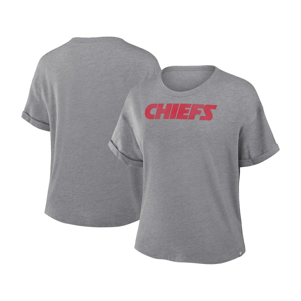 Kansas City Chiefs Women's Swing Pass Tri-Blend Boxy T-Shirt - Heather Gray for sale