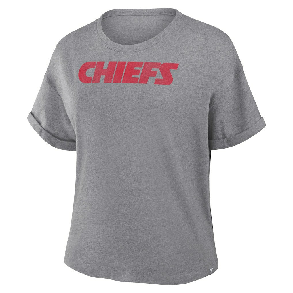 Kansas City Chiefs Women's Swing Pass Tri-Blend Boxy T-Shirt - Heather Gray for sale