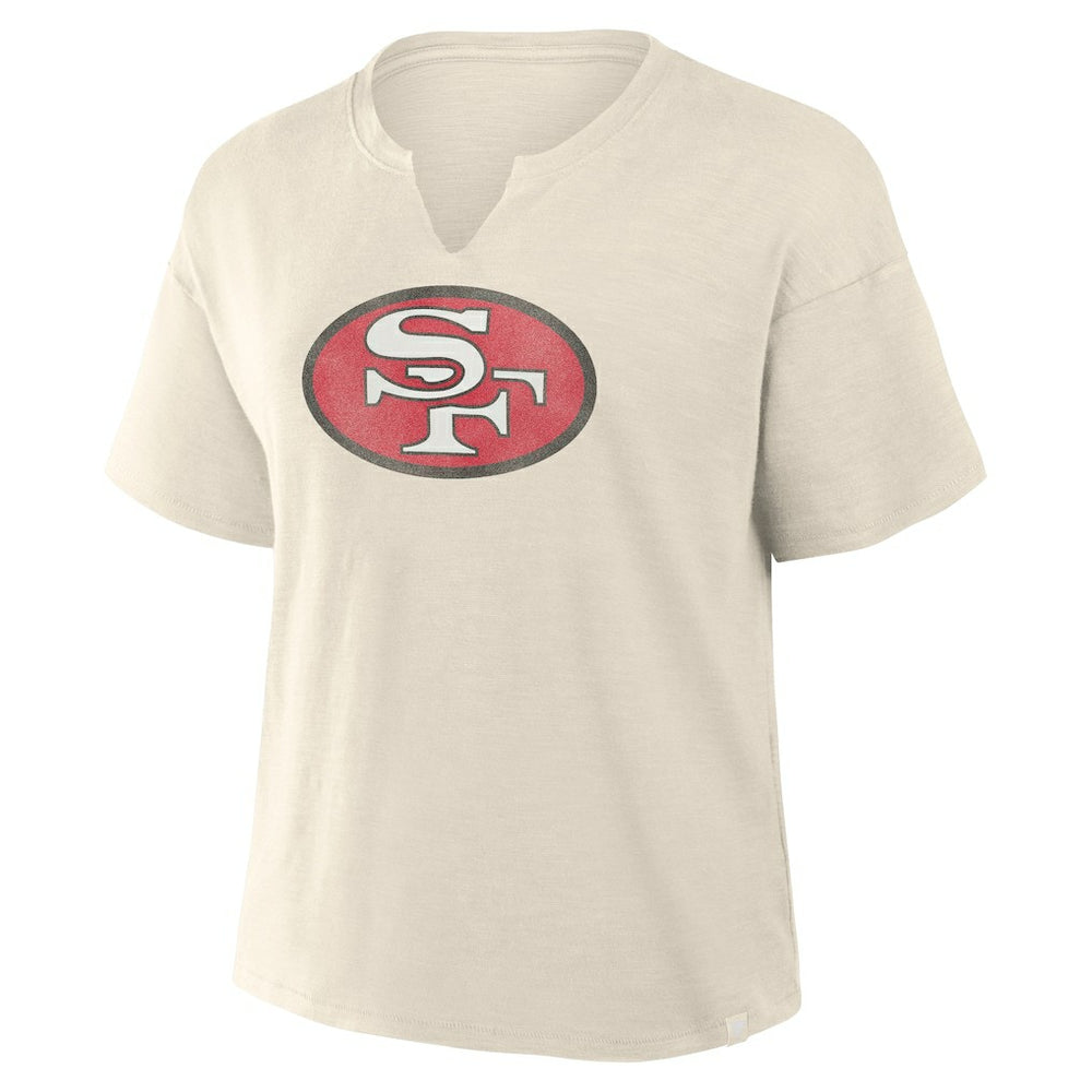 San Francisco 49ers Women's Trick Play Slub Boxy T-Shirt - Cream on sale