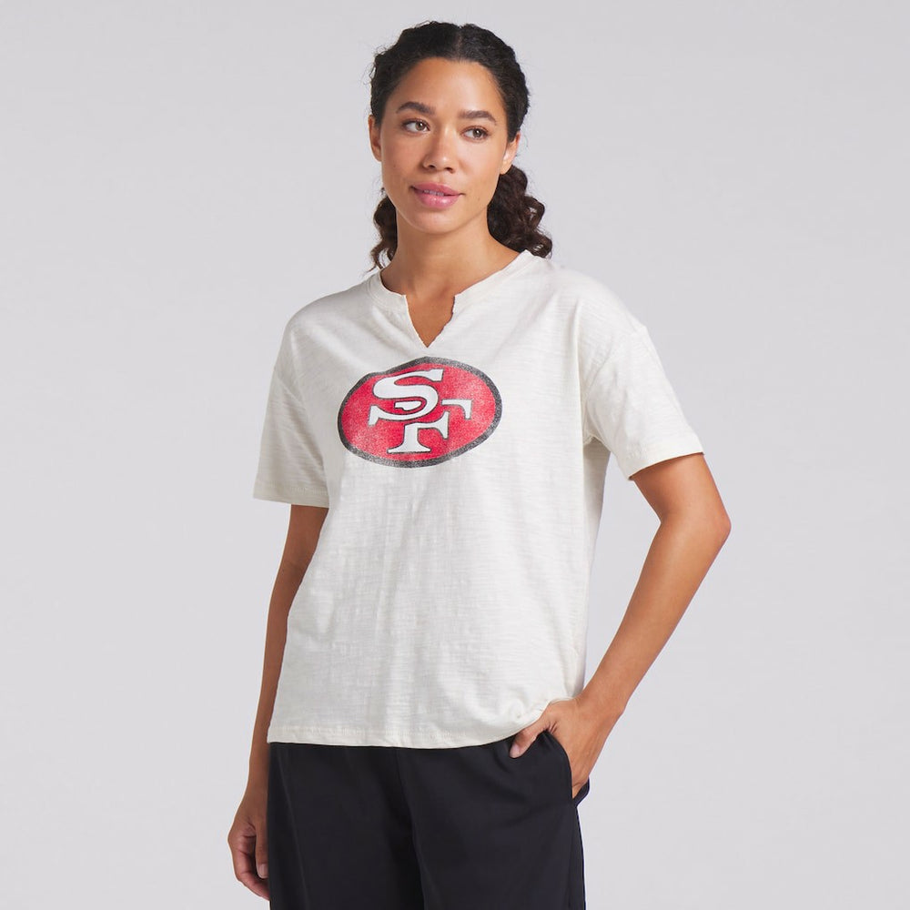 San Francisco 49ers Women's Trick Play Slub Boxy T-Shirt - Cream on sale