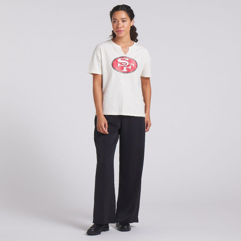 San Francisco 49ers Women's Trick Play Slub Boxy T-Shirt - Cream on sale