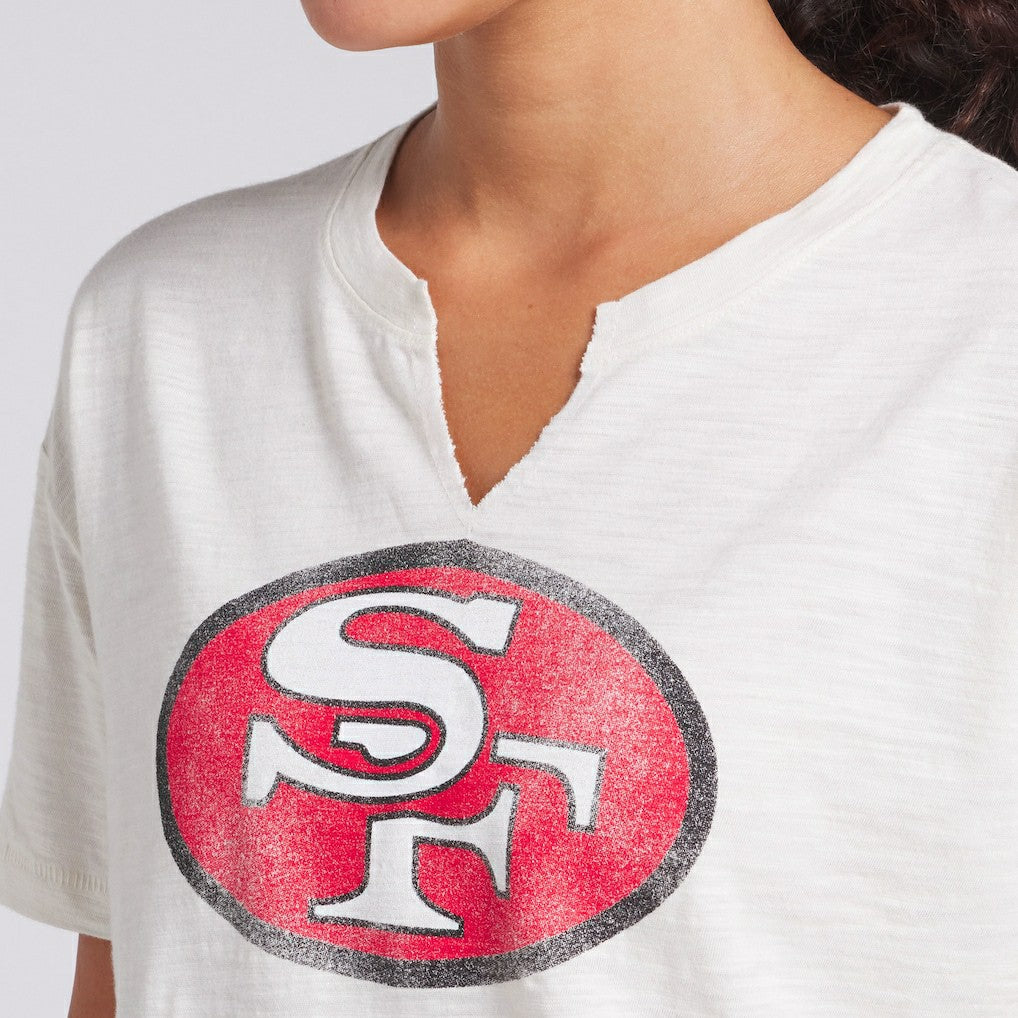 San Francisco 49ers Women's Trick Play Slub Boxy T-Shirt - Cream on sale
