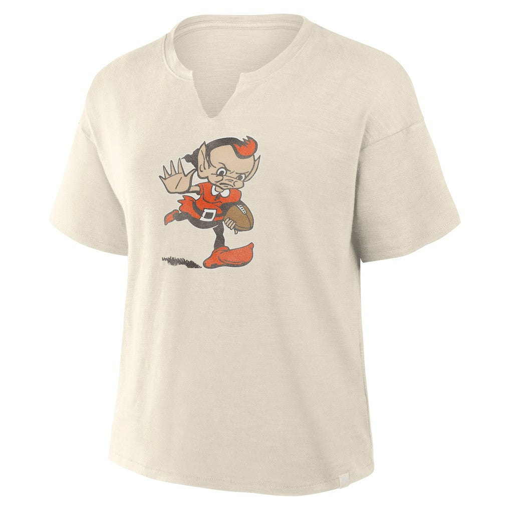 Cleveland Browns Women's Trick Play Slub Boxy T-Shirt - Cream discount