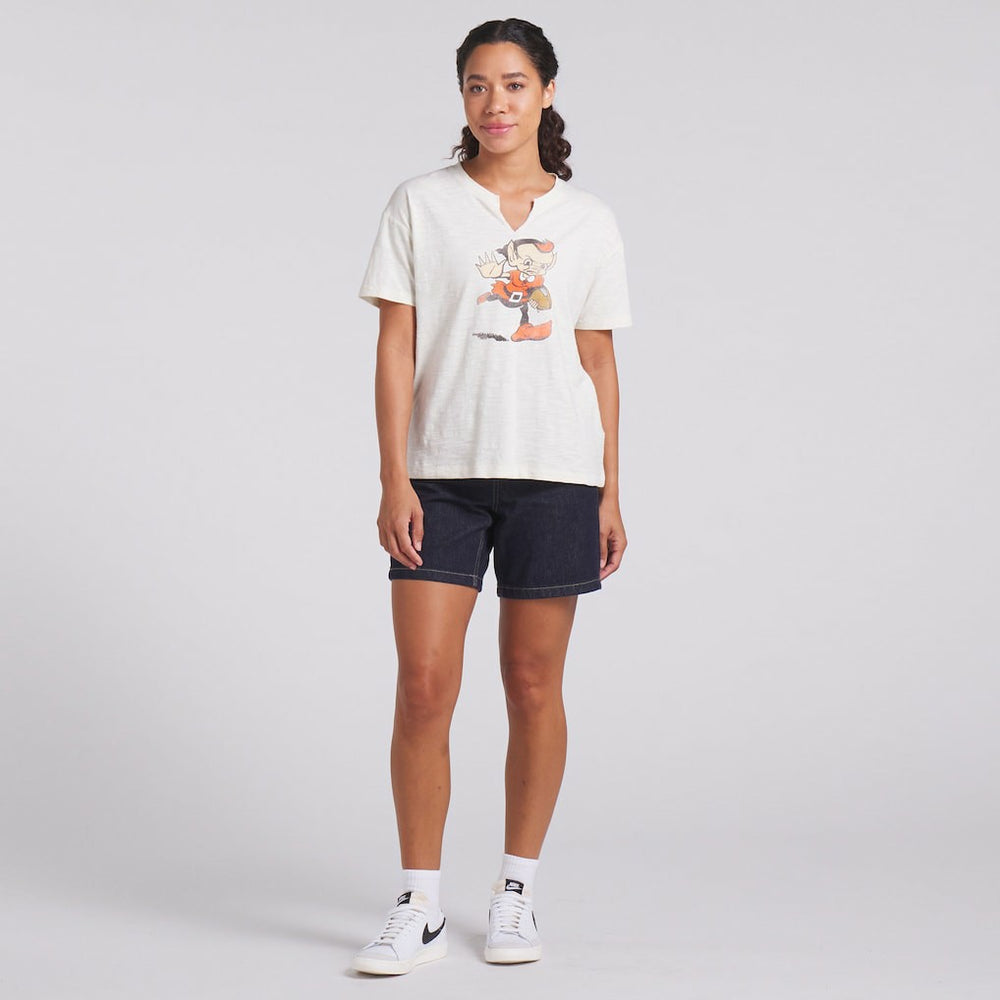 Cleveland Browns Women's Trick Play Slub Boxy T-Shirt - Cream discount