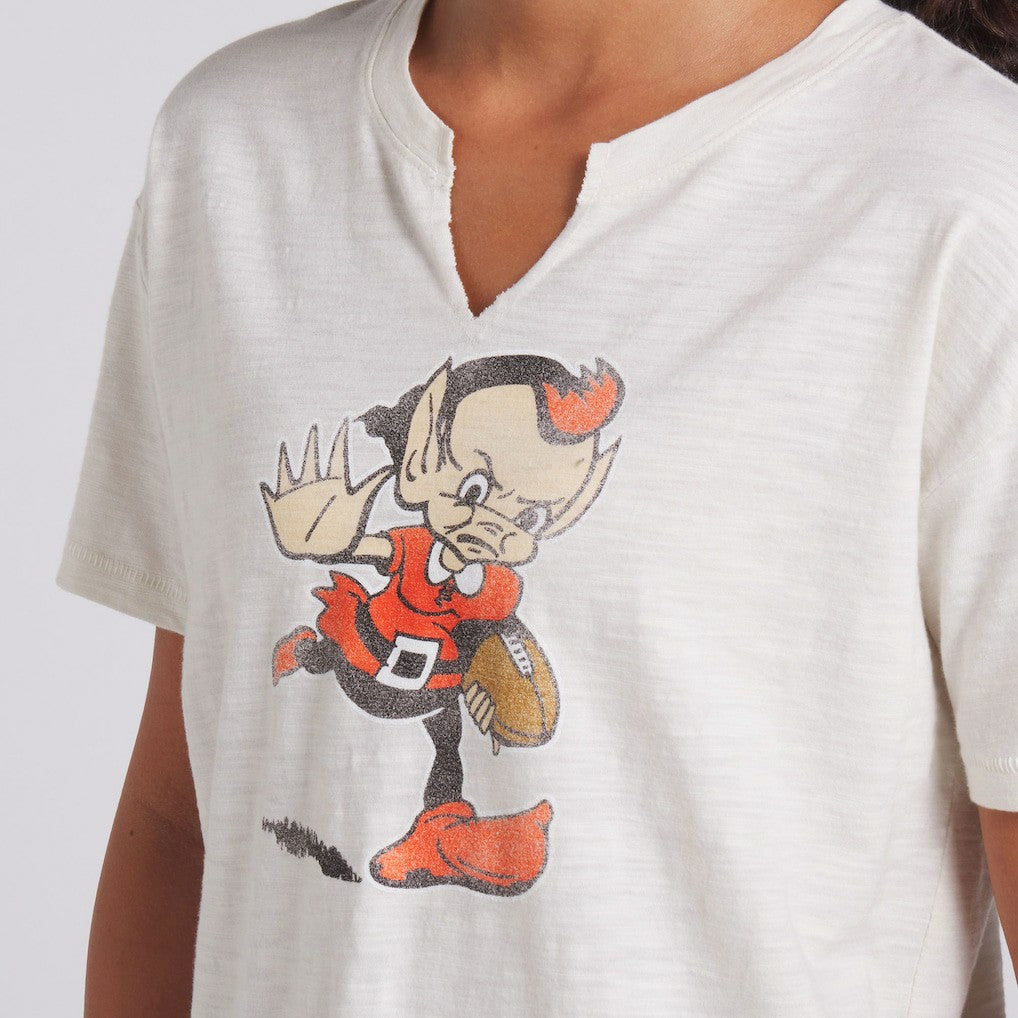 Cleveland Browns Women's Trick Play Slub Boxy T-Shirt - Cream discount