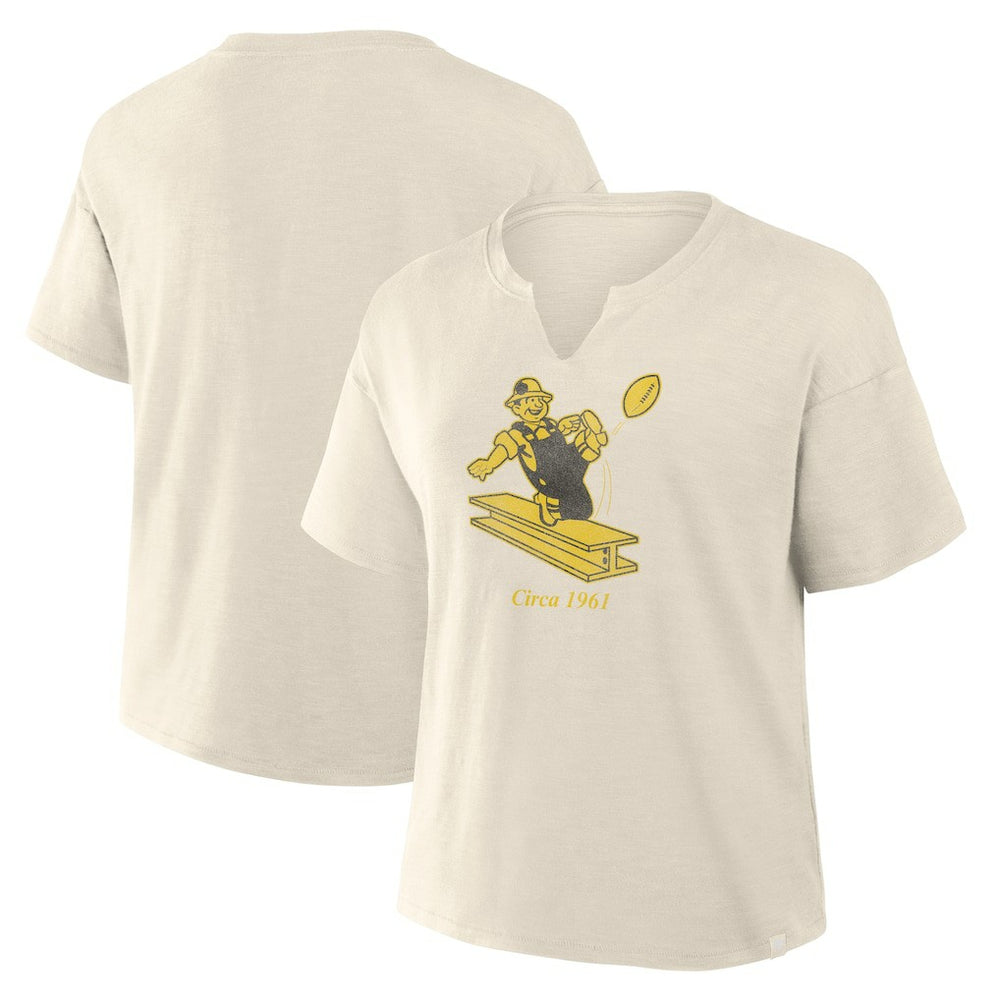 Pittsburgh Steelers Women's Trick Play Slub Boxy T-Shirt - Cream for sale