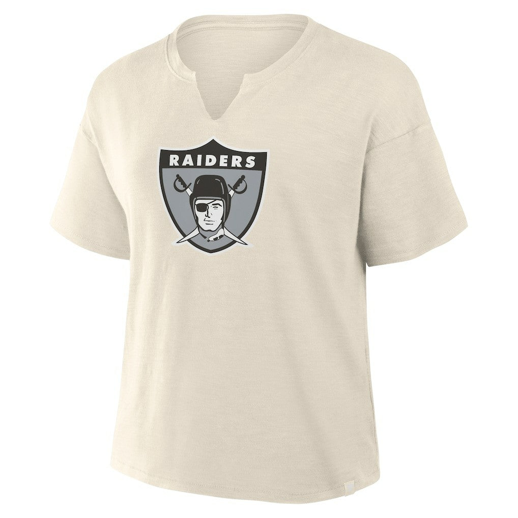 Las Vegas Raiders Women's Trick Play Slub Boxy T-Shirt - Cream on sale