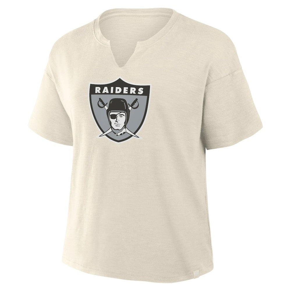 Las Vegas Raiders Women's Trick Play Slub Boxy T-Shirt - Cream on sale