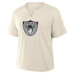 Las Vegas Raiders Women's Trick Play Slub Boxy T-Shirt - Cream on sale