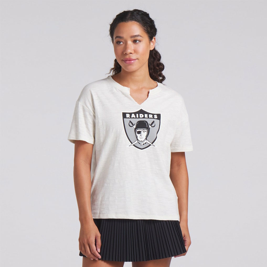 Las Vegas Raiders Women's Trick Play Slub Boxy T-Shirt - Cream on sale