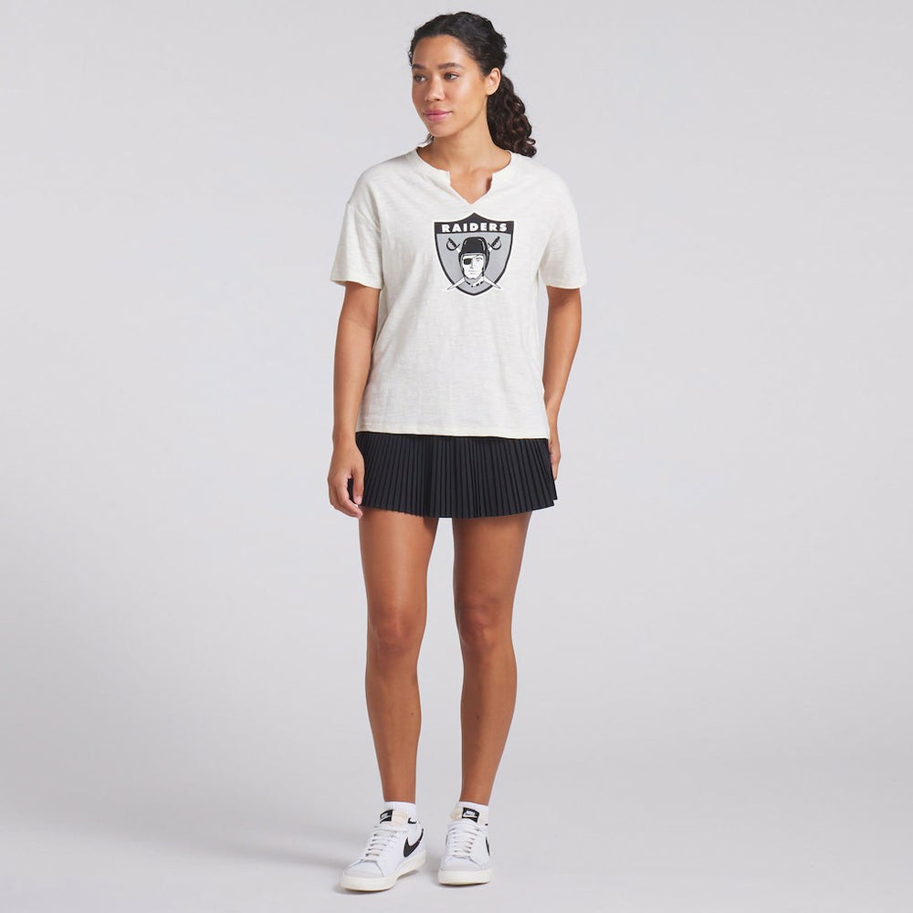 Las Vegas Raiders Women's Trick Play Slub Boxy T-Shirt - Cream on sale