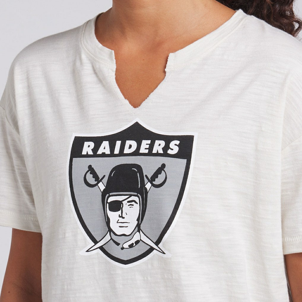 Las Vegas Raiders Women's Trick Play Slub Boxy T-Shirt - Cream on sale