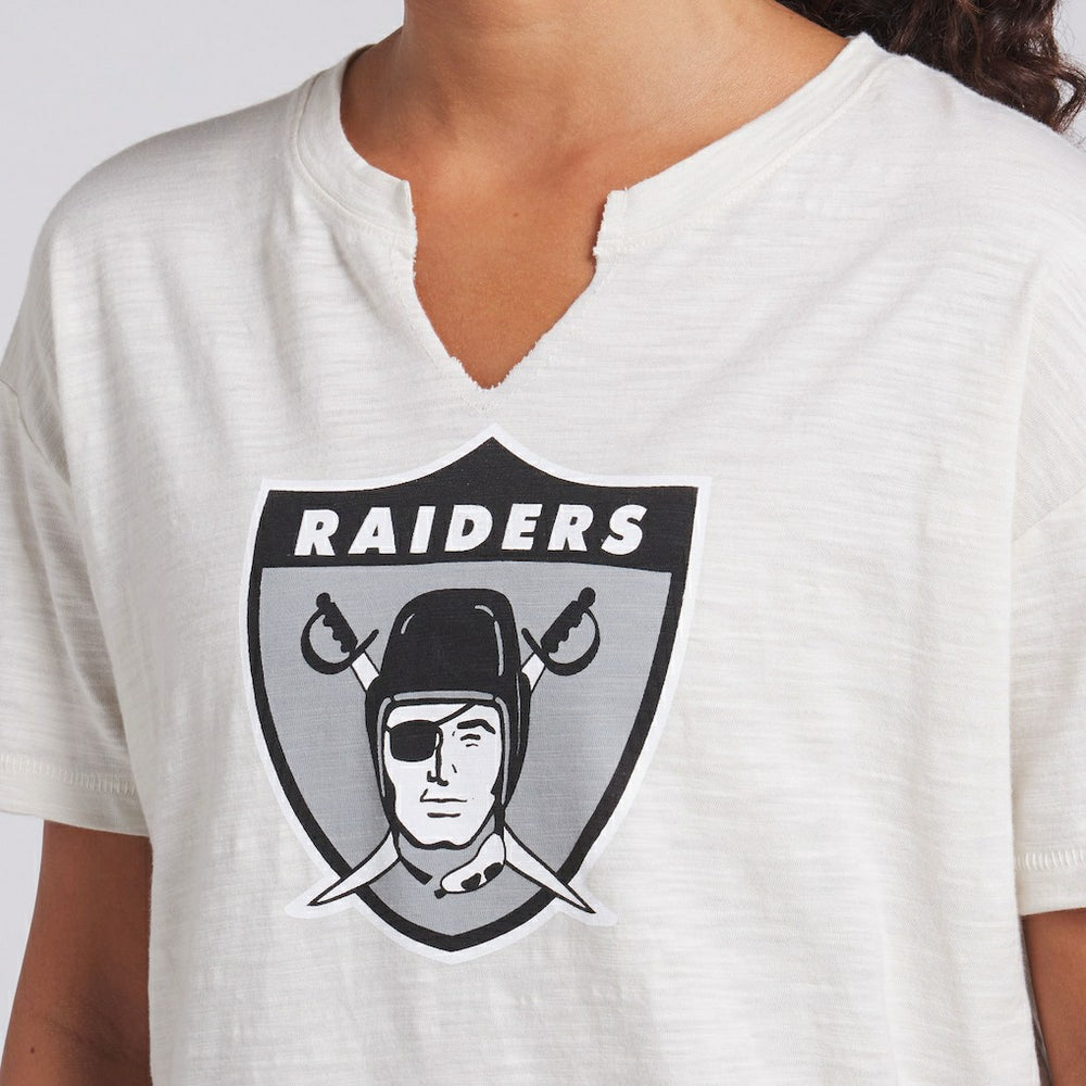 Las Vegas Raiders Women's Trick Play Slub Boxy T-Shirt - Cream on sale