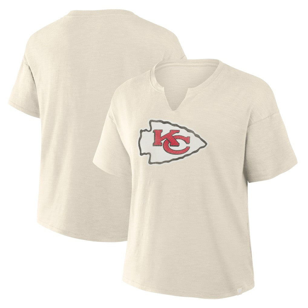 Kansas City Chiefs Women's Trick Play Slub Boxy T-Shirt - Cream for sale