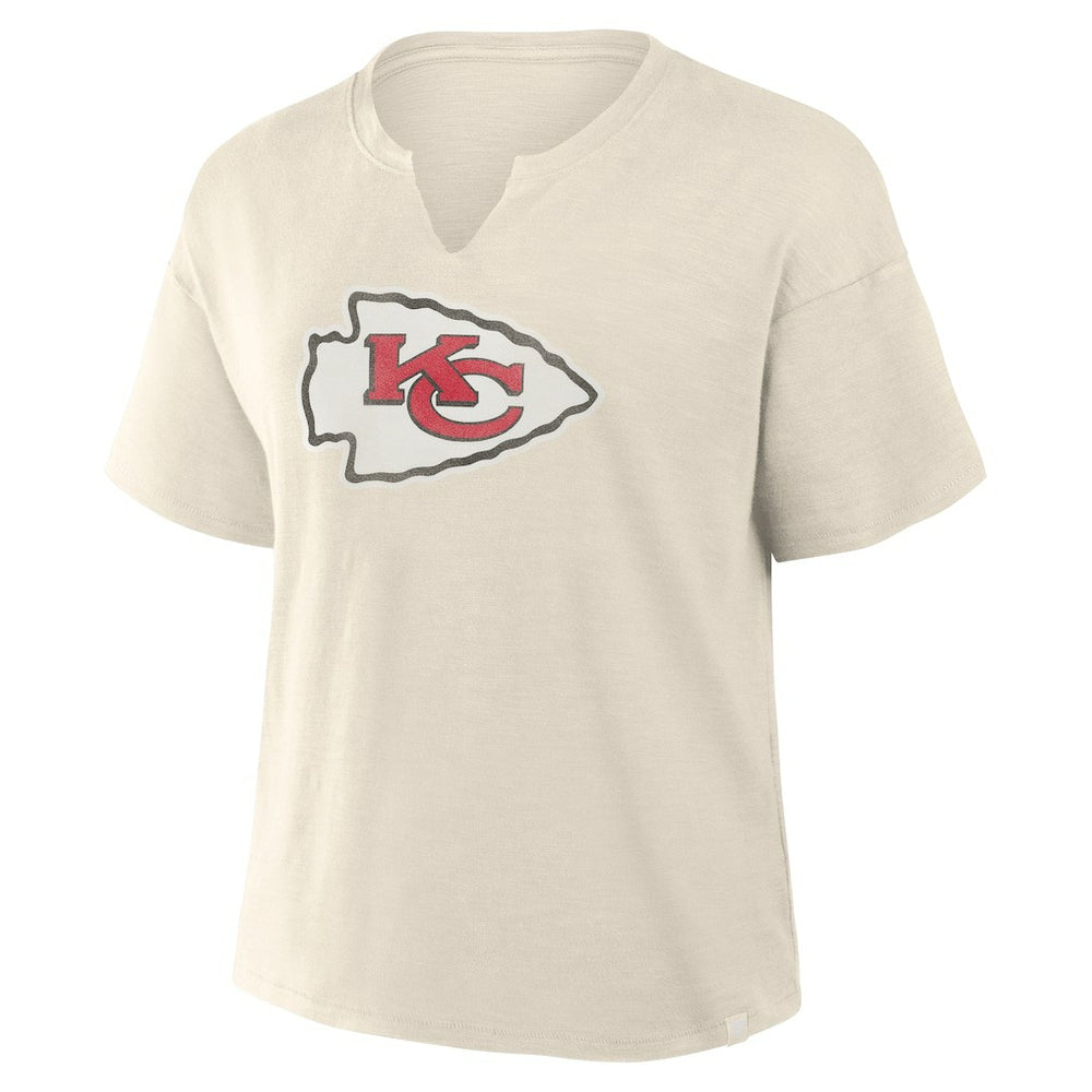 Kansas City Chiefs Women's Trick Play Slub Boxy T-Shirt - Cream for sale