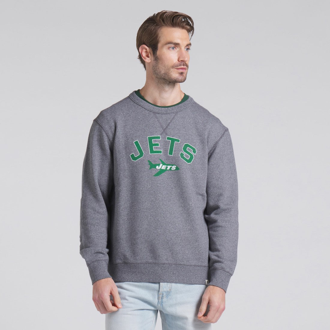 New York Jets Loop Terry Pullover Sweatshirt - Heather Gray discount