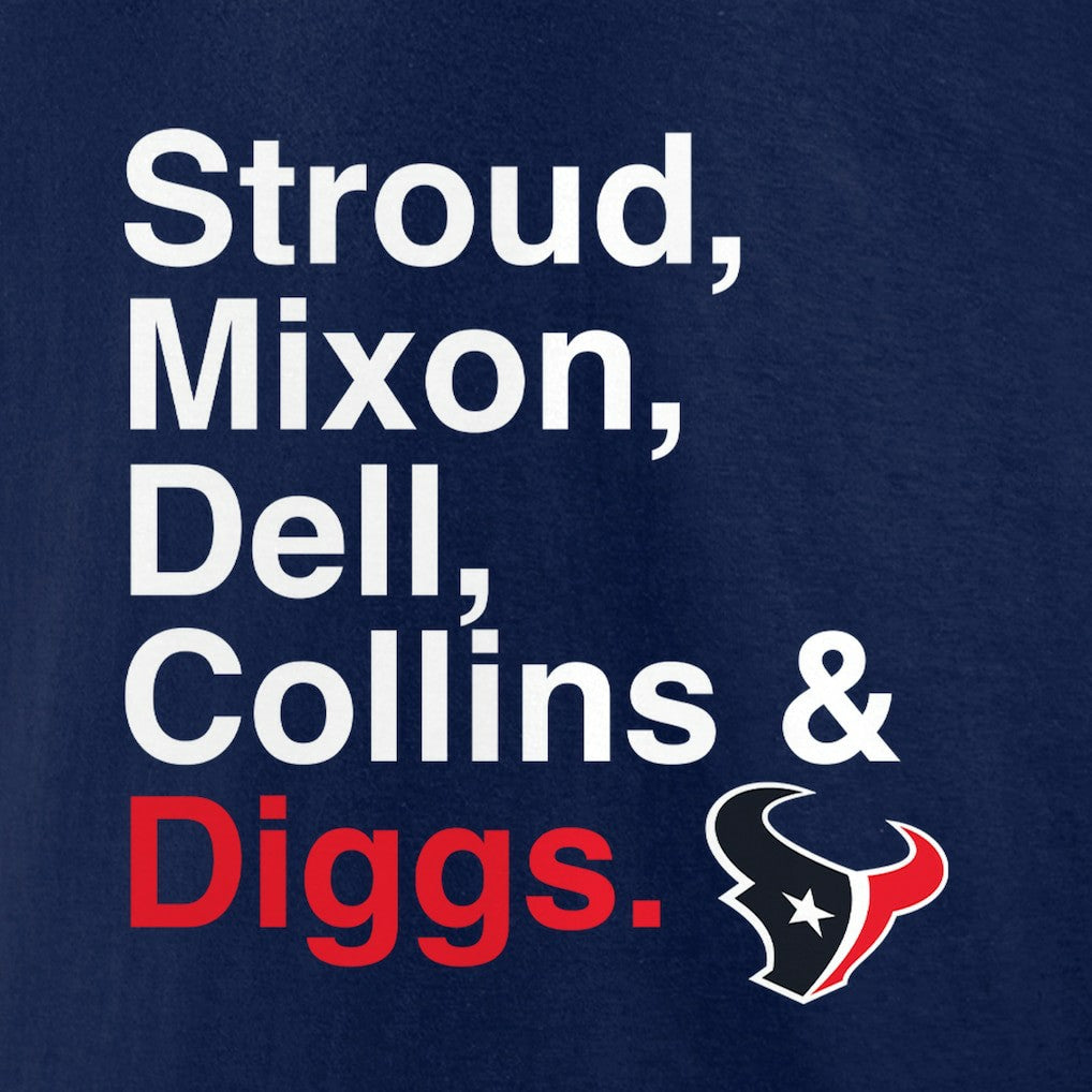 Houston Texans Stroud, Mixon, Dell, Collins & Diggs T-Shirt - Navy outlet