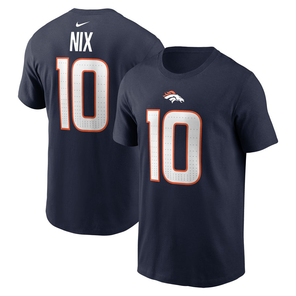 Bo Nix Denver Broncos Player Name & Number T-Shirt - Navy | Nike on sale