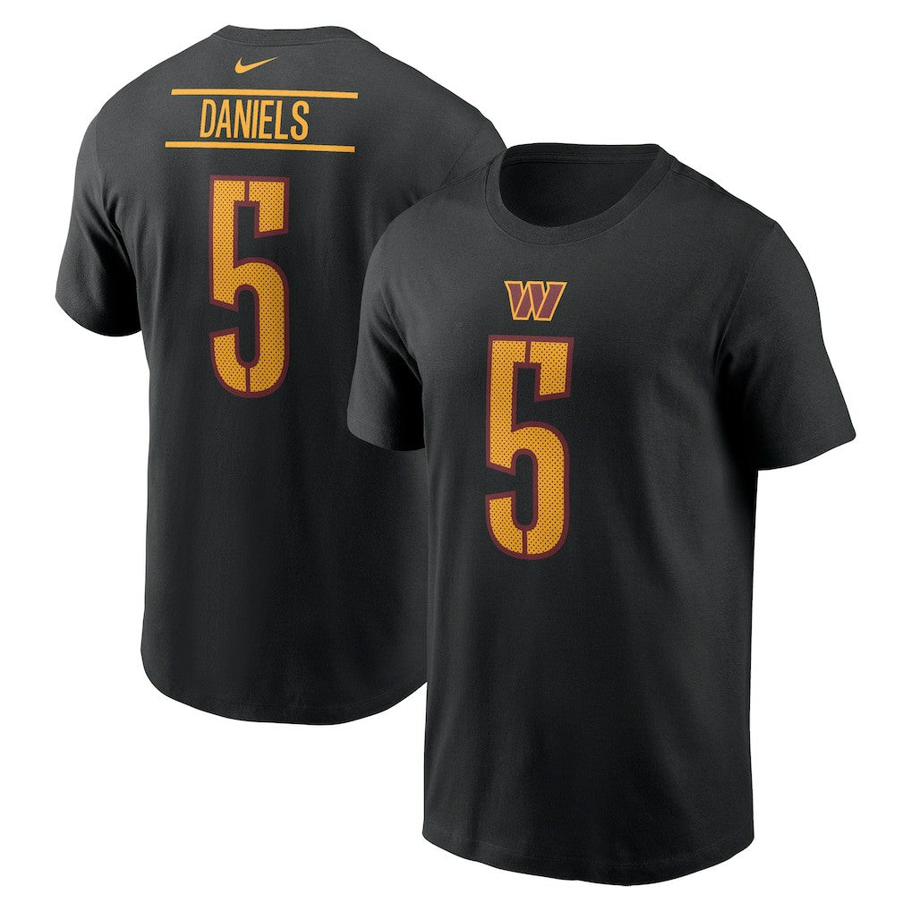 Jayden Daniels Washington Commanders Player Name & Number T-Shirt - Black | Nike for sale