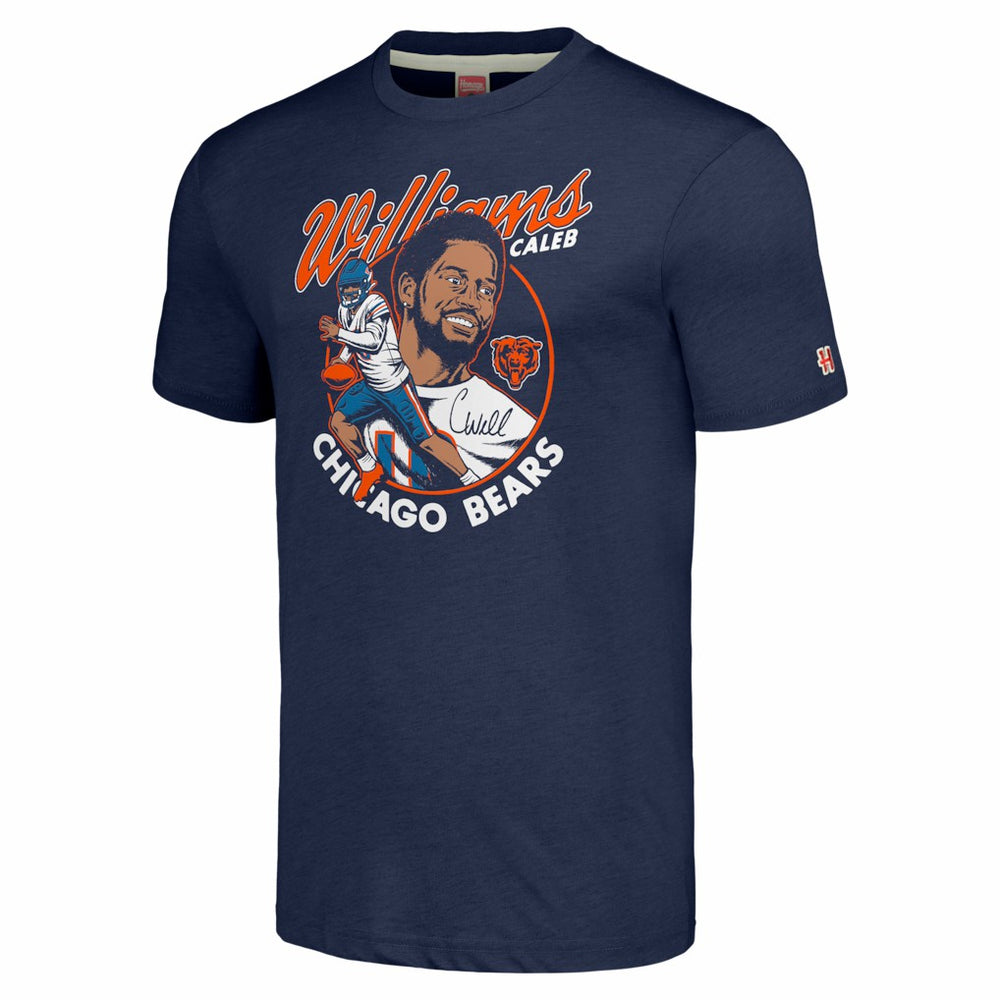 Caleb Williams Chicago Bears Homage Unisex Caricature Player Tri-Blend T-Shirt - Navy for sale