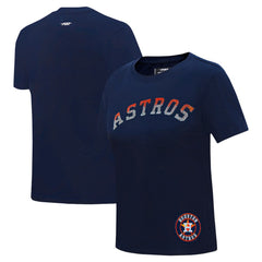 Houston Astros Pro Standard Women's Rhinestone Slim Fit T-Shirt - Navy