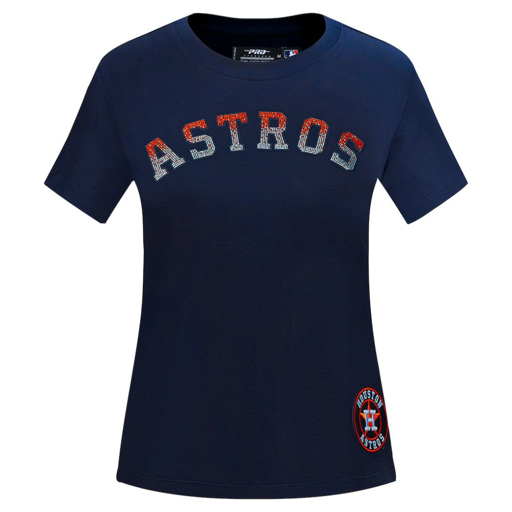 Houston Astros Pro Standard Women's Rhinestone Slim Fit T-Shirt - Navy