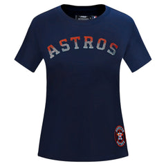 Houston Astros Pro Standard Women's Rhinestone Slim Fit T-Shirt - Navy