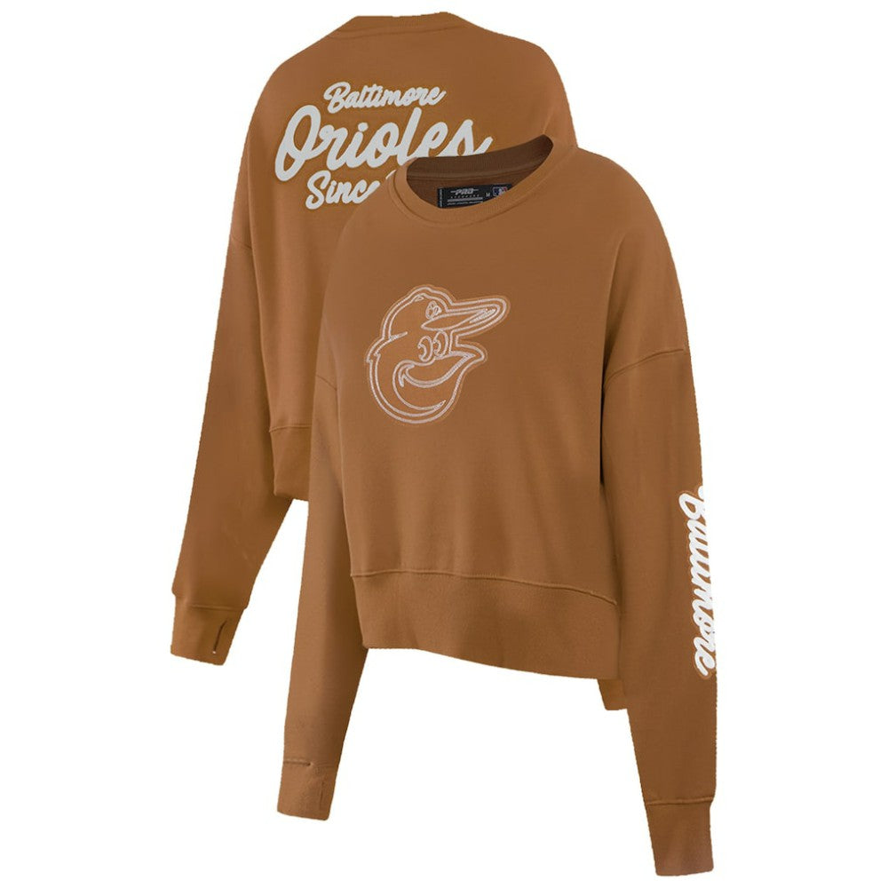 Baltimore Orioles Pro Standard Women's Paint The City Pullover Cropped Sweatshirt - Brown