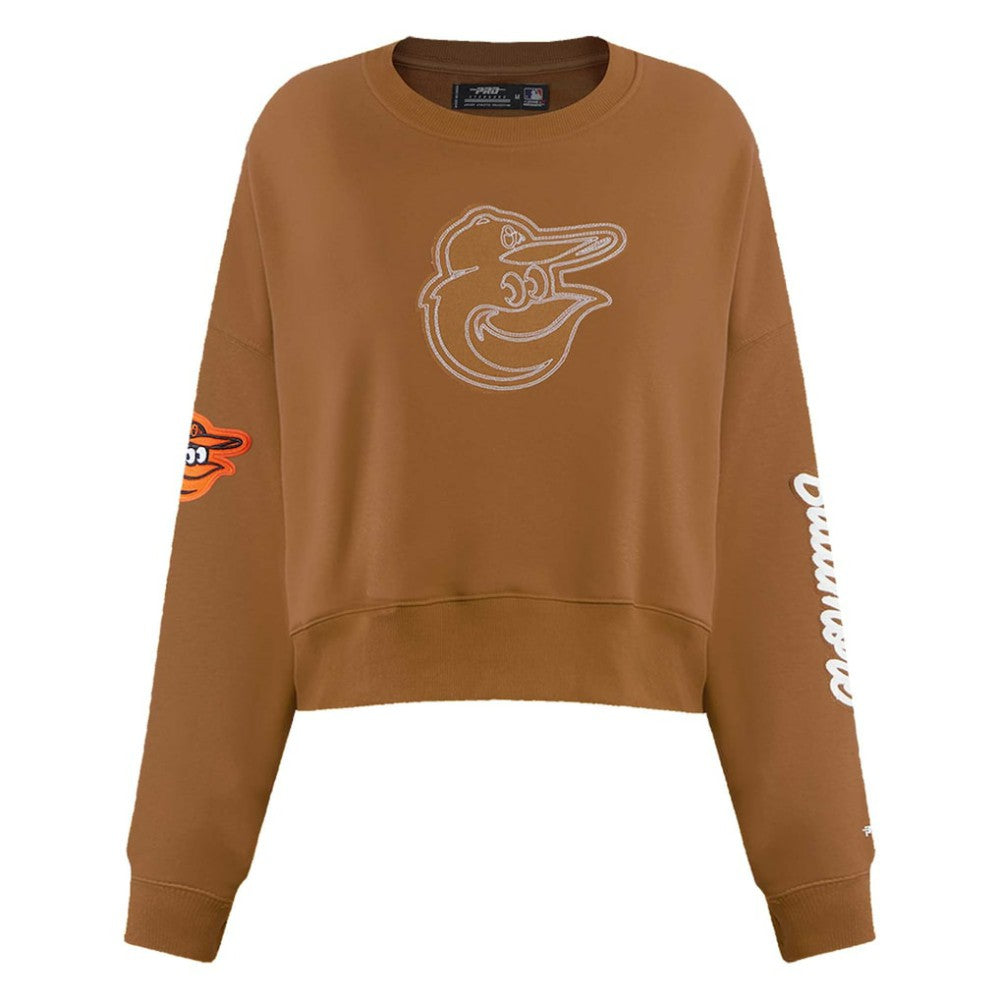 Baltimore Orioles Pro Standard Women's Paint The City Pullover Cropped Sweatshirt - Brown
