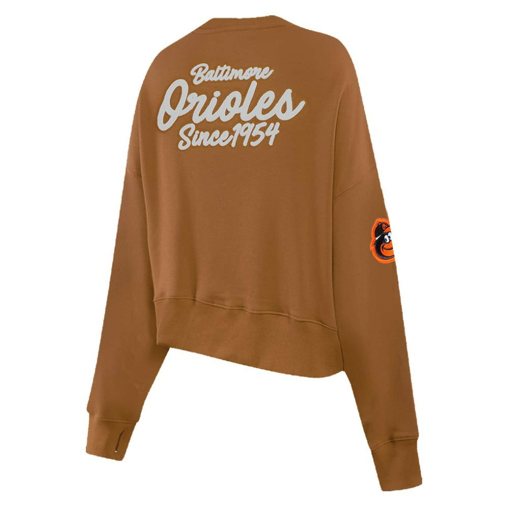 Baltimore Orioles Pro Standard Women's Paint The City Pullover Cropped Sweatshirt - Brown