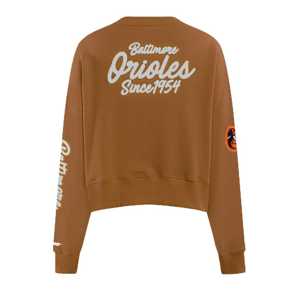 Baltimore Orioles Pro Standard Women's Paint The City Pullover Cropped Sweatshirt - Brown