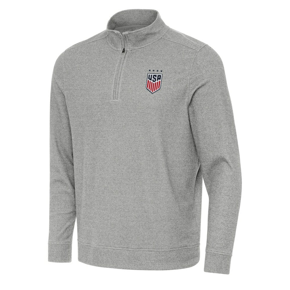 USWNT Antigua Subtle Quarter-Zip Top - Heather Gray on sale
